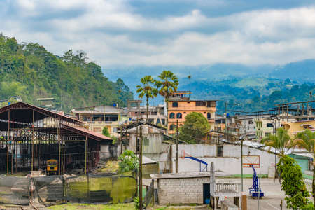Urban day scene at Bucay, a small town located in the middle of ecuadorian andes, Ecuadorのeditorial素材