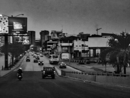 GUAYAQUIL, ECUADOR, NOVEMBER - 2016 - Urban traffic night scene at Guayaqui city, Ecuadorのeditorial素材