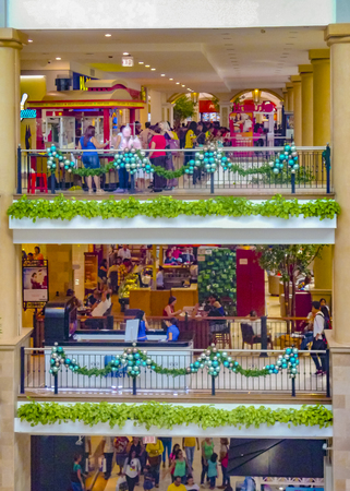GUAYAQUIL, ECUADOR, DECEMBER - 2016 - Interior view at shopping mall with christmas decorationのeditorial素材