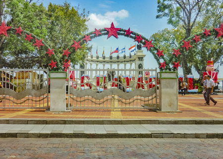 GUAYAQUIL, ECUADOR, DECEMBER - 2016 - Urban day scene at main entrance of Malecon 2000, Guayaquil, Ecuadorのeditorial素材