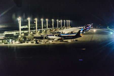 SANTIAGO DE CHILE, CHILE, DECEMBER - 2016 - Exterior view of runwat at Santiago de Chile airportのeditorial素材