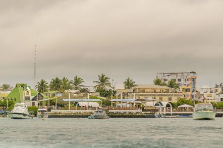 GALAPAGOS, ECUADOR, AUGUST - 2016 - Coastal day scene at urban town in Galapagos Islands, Ecuadorのeditorial素材