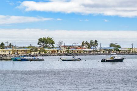 GALAPAGOS, ECUADOR, AUGUST - 2016 - Coastal day scene at urban town in Galapagos Islands, Ecuadorのeditorial素材