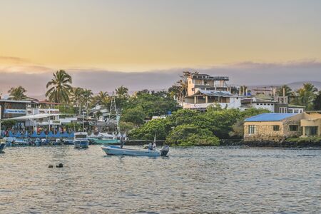 GALAPAGOS, ECUADOR, AUGUST - 2016 - Coastal day scene at urban town in Galapagos Islands, Ecuadorのeditorial素材