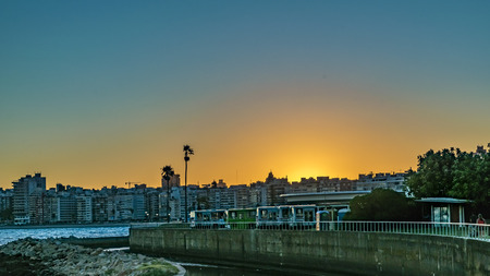 Montevideo cityscape sunset scene viewの写真素材