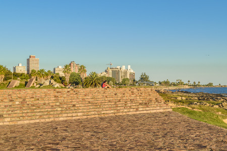 MONTEVIDEO, URUGUAY, FEBRUARY - 2016 - Summer day scene at coast of Montevideo city, Uruguayのeditorial素材