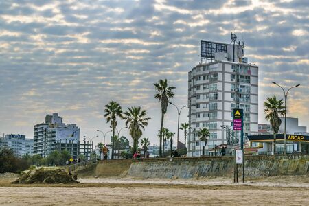 MONTEVIDEO, URUGUAY, JULY - 2016 - Urban day scene at malvin beach in the coast of Montevideo city, Uruguayのeditorial素材