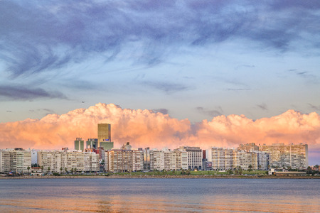 MONTEVIDEO, URUGUAY, FEBRUARY - 2016 - Coastal urban cityscape scene at Montevideo city, Uruguayのeditorial素材
