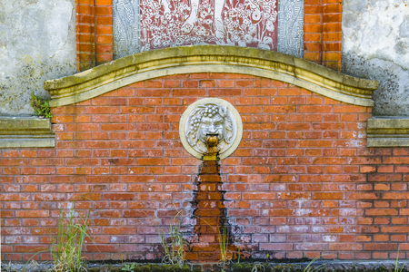 Roman old style fountain decoration at botanical garden of Montevideo, Uruguayの写真素材