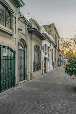 Urban scene middle class houses at traditional old neighborhood in Montevideo city, Uruguayのeditorial素材