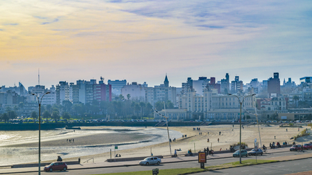 MONTEVIDEO, URUGUAY, JULY - 2017 - Coastal urban scene at montevideo city, Uruguayのeditorial素材