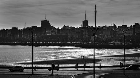 MONTEVIDEO, URUGUAY, JULY - 2017 - Coastal urban scene at montevideo city, Uruguayのeditorial素材
