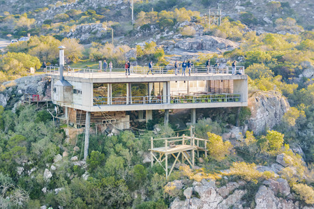 LAVALLEJA, URUGUAY, AUGUST - 2017 - People at viewer at top of building at Salto del Penitente, Uruguayのeditorial素材