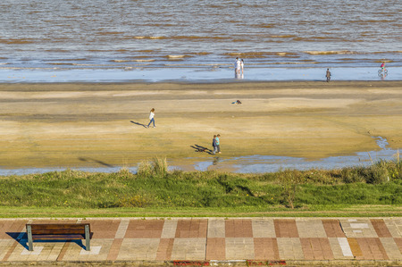 MONTEVIDEO, URUGUAY, SEPTEMBER - 2017 - High angle view of Buceo beach in Montevideo city, Uruguayのeditorial素材