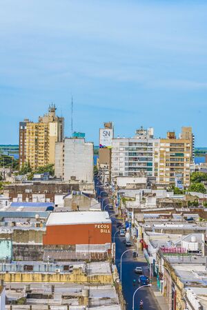 SANTA FE, ARGENTINA, JANUARY - 2017 - Aerial view cityscape urban scene at San Nicolas city,...