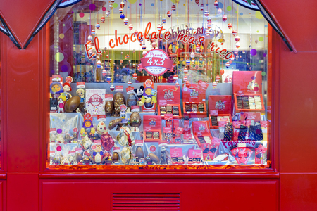 BARILOCHE, ARGENTINA, APRIL - 2017 - Front view of traditional traditional chocolate store at san carlos de Bariloche, Argentinaのeditorial素材
