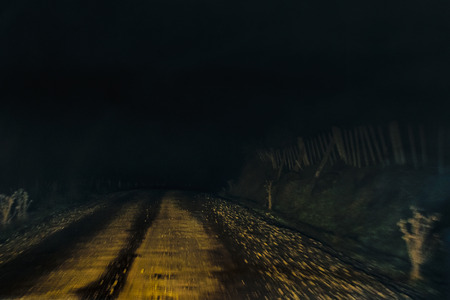 Night scene gravel empty road at patagonia, Chileの写真素材