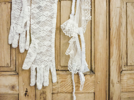 Bra and gloves underwear woman cloth at interior storeの写真素材