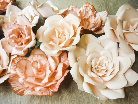 High angle shot of artificial roses at ground of interior fashion woman storeの写真素材