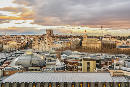 Aerial view of Madrid city from fine arts circle viewpoint bar.の写真素材