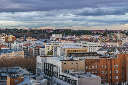 Aerial view of Madrid city from fine arts circle viewpoint bar.のeditorial素材