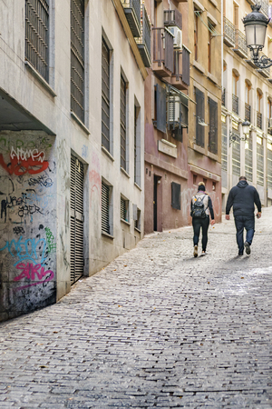 MADRID, SPAIN, DECEMBER - 2017 - Urban scene at historic center of Madrid city, Spainのeditorial素材