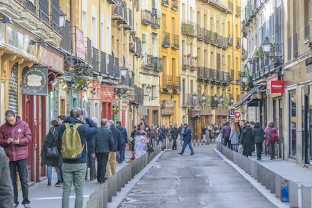 MADRID, SPAIN, DECEMBER - 2017 - Urban scene at historic center of Madrid city, Spainのeditorial素材