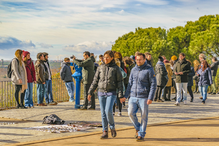 MADRID, SPAIN, DECEMBER - 2017 - People at Parque del Oeste Park, Madrid, Spainのeditorial素材