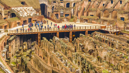 ROME, ITALY, DECEMBER - 2017 - Interior view of roman famous landmark coliseum stadium at winter time in Rome city, Italyのeditorial素材