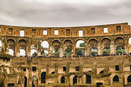 ROME, ITALY, DECEMBER - 2017 - Interior view of roman famous landmark coliseum stadium at winter time in Rome city, Italyのeditorial素材