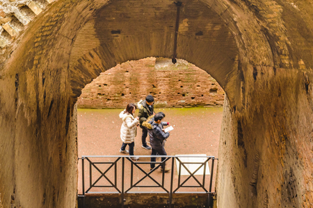 ROME, ITALY, DECEMBER - 2017 - Interior view of roman famous landmark coliseum stadium at winter time in Rome city, Italyのeditorial素材
