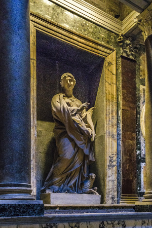 Interior detail view of roman pantheon sculpture at Rome city, Italyの写真素材