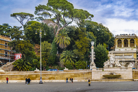 ROME, ITALY, DECEMBER - 2017 - Urban day winter season scene at famous piazza del popolo in Rome city, Italyのeditorial素材