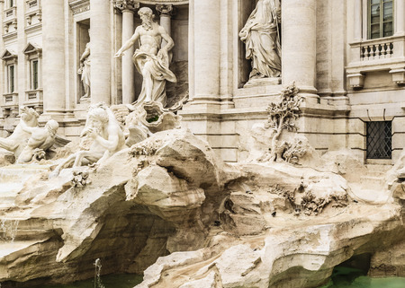 Baroque berniniÂ´s masterpiece fontana di trevi at Rome city, Italyの写真素材