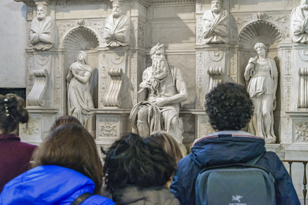 Interior view of san pietro in vincoli church, which is famous because it have michelangelo masterpiece moses sculptureのeditorial素材