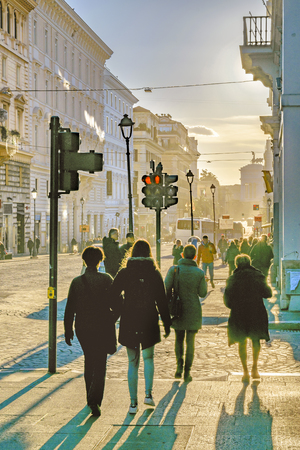 ROME, ITALY, JANUARY - 2018 - Urban winter season midday scene street view at Rome city, Italyのeditorial素材