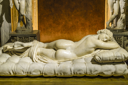 ROME, ITALY, JANUARY - 2018 - Famous greek roma copy hermaphrodite sculpture located at Villa Borghese gallery, Rome, Italyのeditorial素材