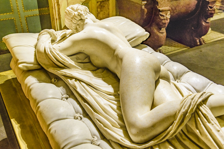 ROME, ITALY, JANUARY - 2018 - Famous greek roma copy hermaphrodite sculpture located at Villa Borghese gallery, Rome, Italyのeditorial素材