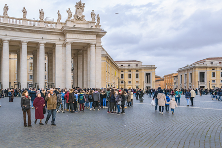 ROME, ITALY, JANUARY - 2018 - Day scene with people at famous san pietro square in Rome city, Italyのeditorial素材