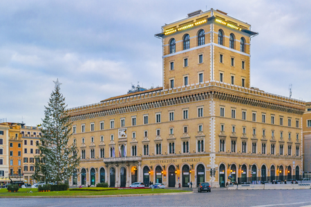 ROME, ITALY, DECEMBER - 2017 - Exterior view of venize palace at piazza venezia, Rome city, Italyのeditorial素材