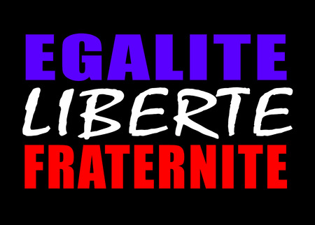 French revolution celebration typographic design in blue white and red colorsの写真素材