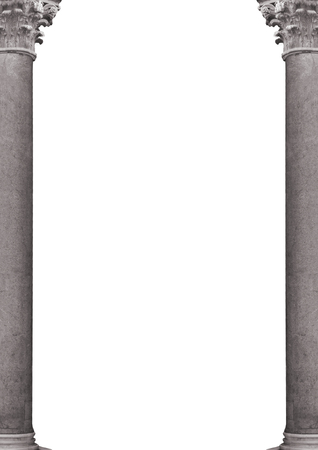 White frame background with corinthian style columns decorated borders.の写真素材