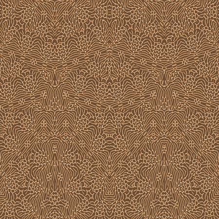 Digital collage technique ornate seamless pattern design in brown colors