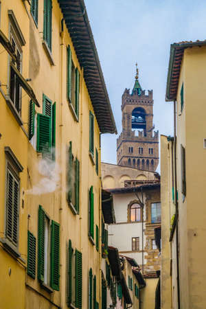 Low angle urban scene at historic center of florence city, Italy