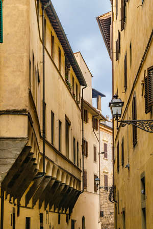 Winter urban scene at historic center of florence city, Italyの写真素材