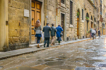 FLORENCE, ITALY, JANUARY - 2018 - Winter urban scene at historic center of florence city, Italyのeditorial素材
