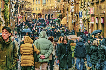 FLORENCE, ITALY, JANUARY - 2018 - Winter urban scene at historic center of florence city, Italy