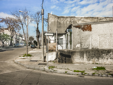 Urban day scene at neglected neighborhood at montevideo city, Uruguayのeditorial素材