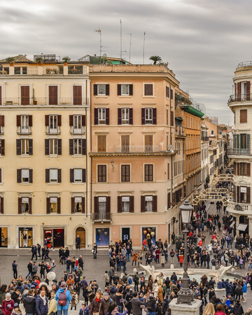 ROME, ITALY, DECEMBER - 2017 - Aerial cityscape view from viewpoint at top of piazza di spagna, the most famous plaza of Rome.のeditorial素材