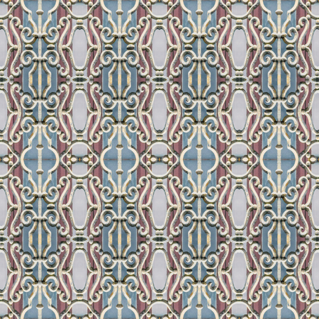 Digital collage technique window ornate seamless pattern design in mixed, colorsの写真素材
